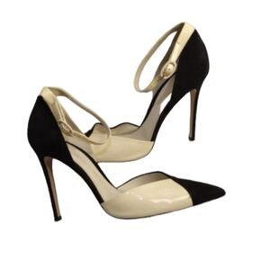 Gianvito Rossi made in Italy Black suede/yellow patent leather heels size 37